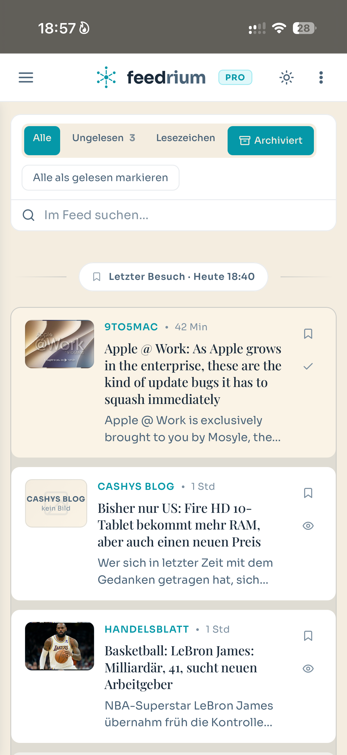 Feedrium App (helles Design)